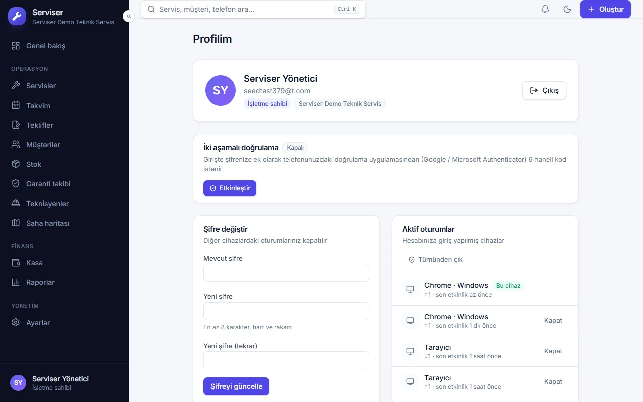 Profil ekranı